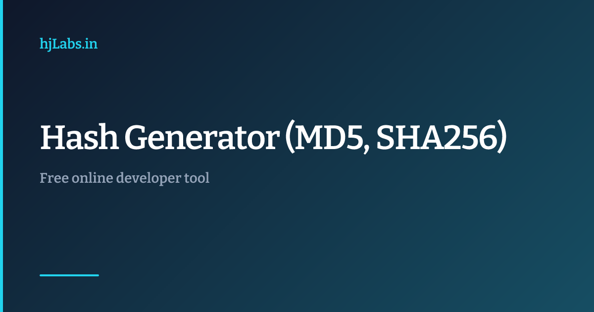 Free Hash Generator 2026 — SHA-256, SHA-512, SHA-1 [Web Crypto]