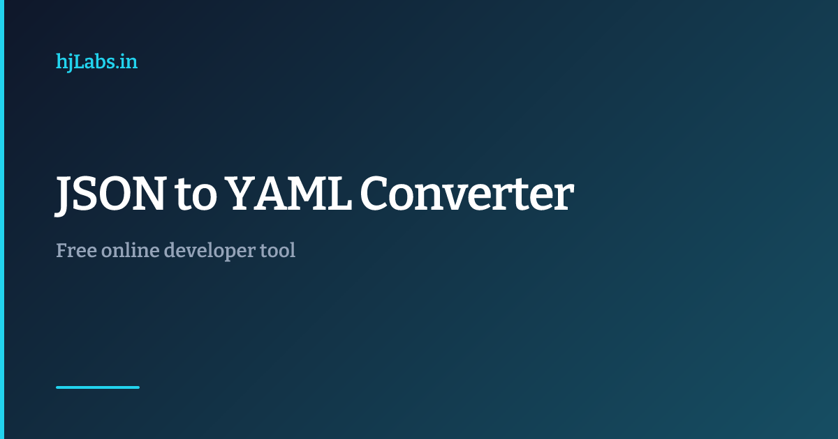 Free JSON to YAML Converter 2026 — Kubernetes & CI/CD [Instant]